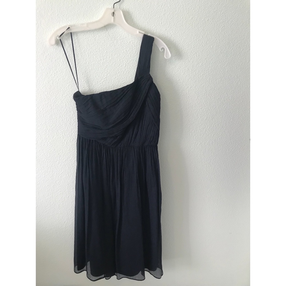 Navy blue j crew one shoulder bridesmaid dress